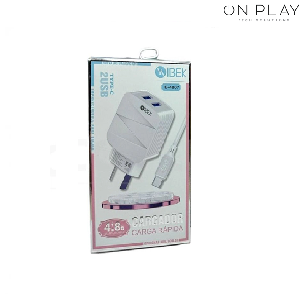 Cargador IBEK 4.8 IB-4807 TIPO C con 2 USB y Cable