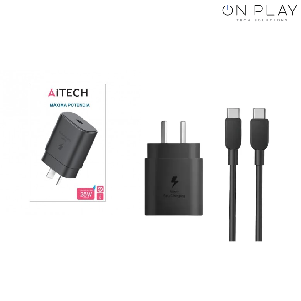 Cargador AITECH 25w 1 USB C con Cable Tipo C a C
