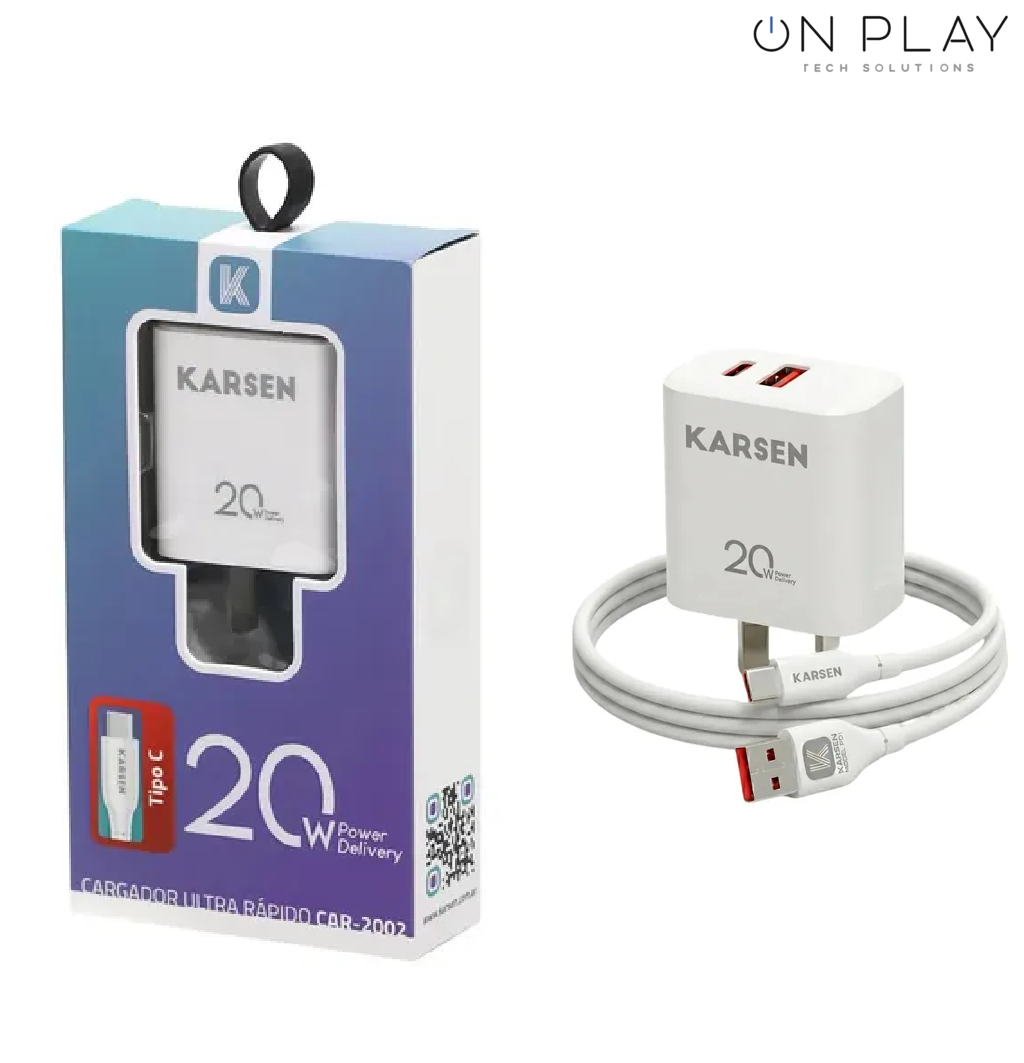 Cargador 2002 KARSEN 20W con Cable Tipo C